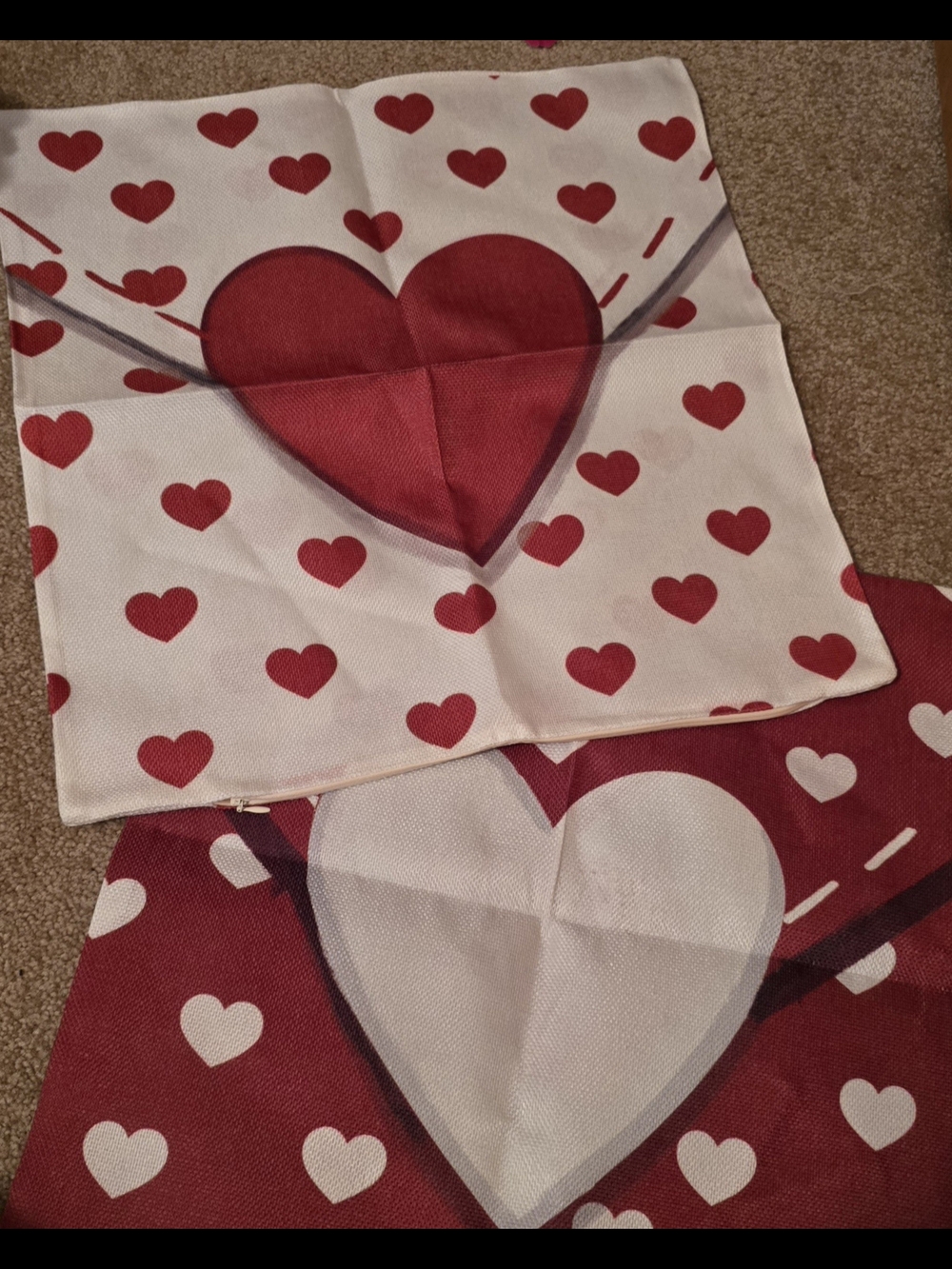 Valentine's Day 'Love Letter Envelope' Throw Pillow Covers NEW (2 Covers)